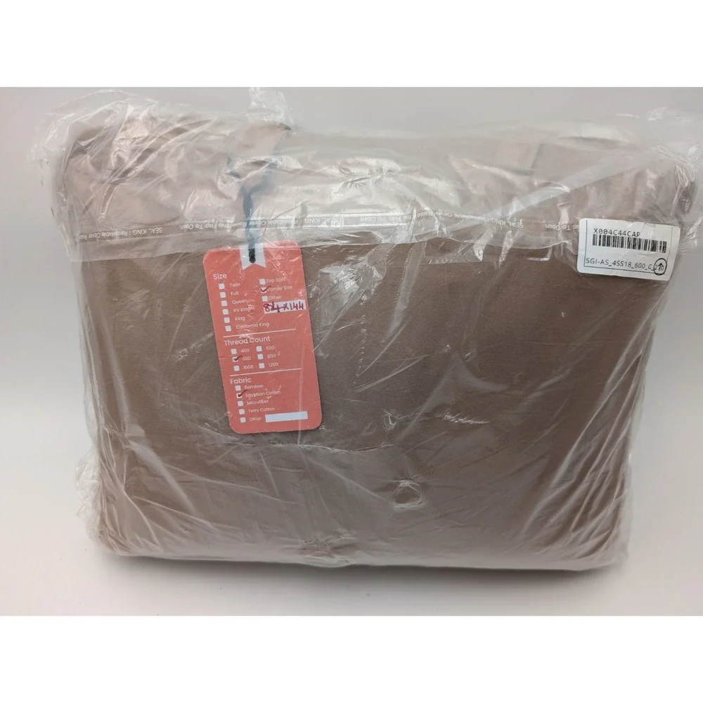 600 TC Cotton 4 PC RSheet Set Solid White Family King XL 144X84 Oversize Taupe‎